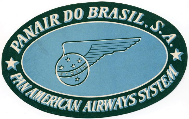 A 1950s Pan Air do Brasil baggage sticker.  Pan Air was a Latin American subsidiary of Pan Am.
